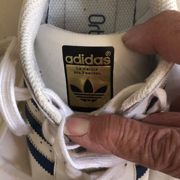 Adidas Superstar Size 6 GUC White/blue - Picture 5 of 7